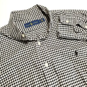 Polo Ralph Lauren Mens Large Long Sleeve Black White Gingham Check